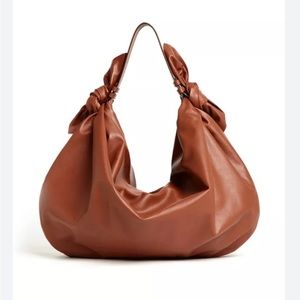 Mark Cross NWT Scarf Hobo Shoulder Bag Smooth Leather Acorn Brown Made in Italy